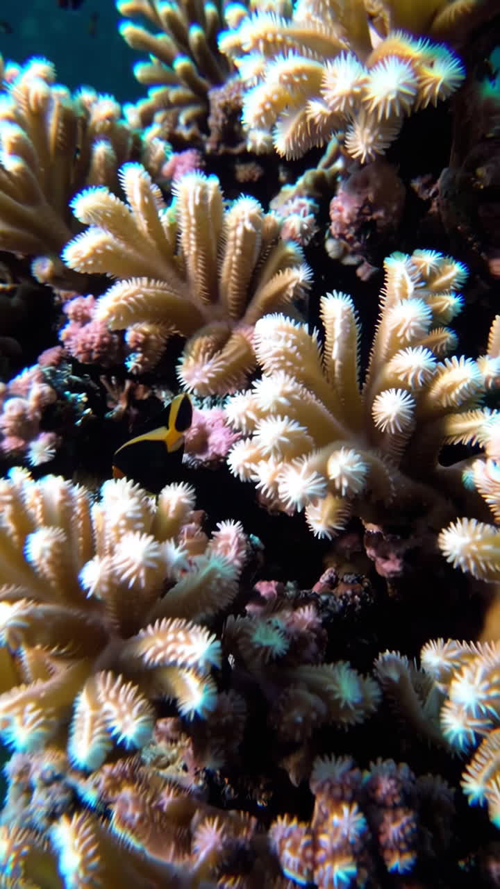 Primo piano di una vivace barriera corallina