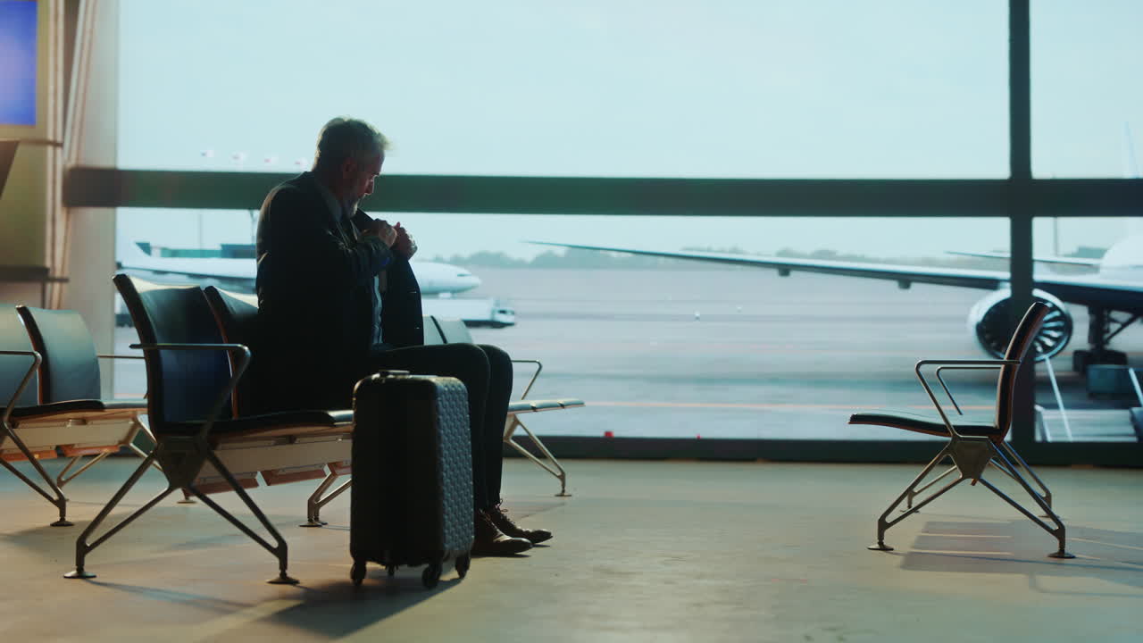 Man Waiting at Airport Terminal