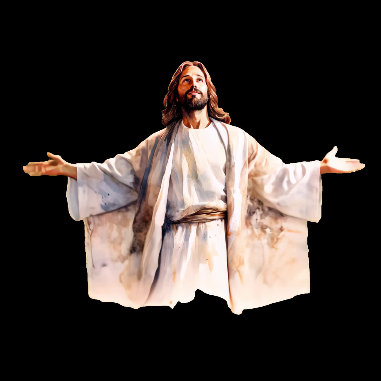 Animazione di figura spirituale in vesti fluenti come elemento isolato, video 4K trasparente, canale alfa