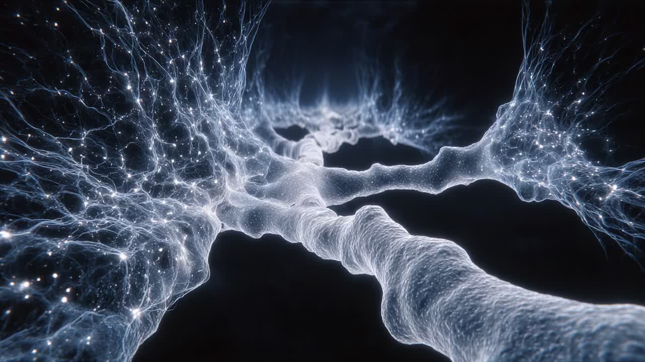A Stunning Journey Through the Microscopic World of Neural Networks, Highlighting Intricate Connections and Sparkling Activity in a Hypothetical Brain Environment