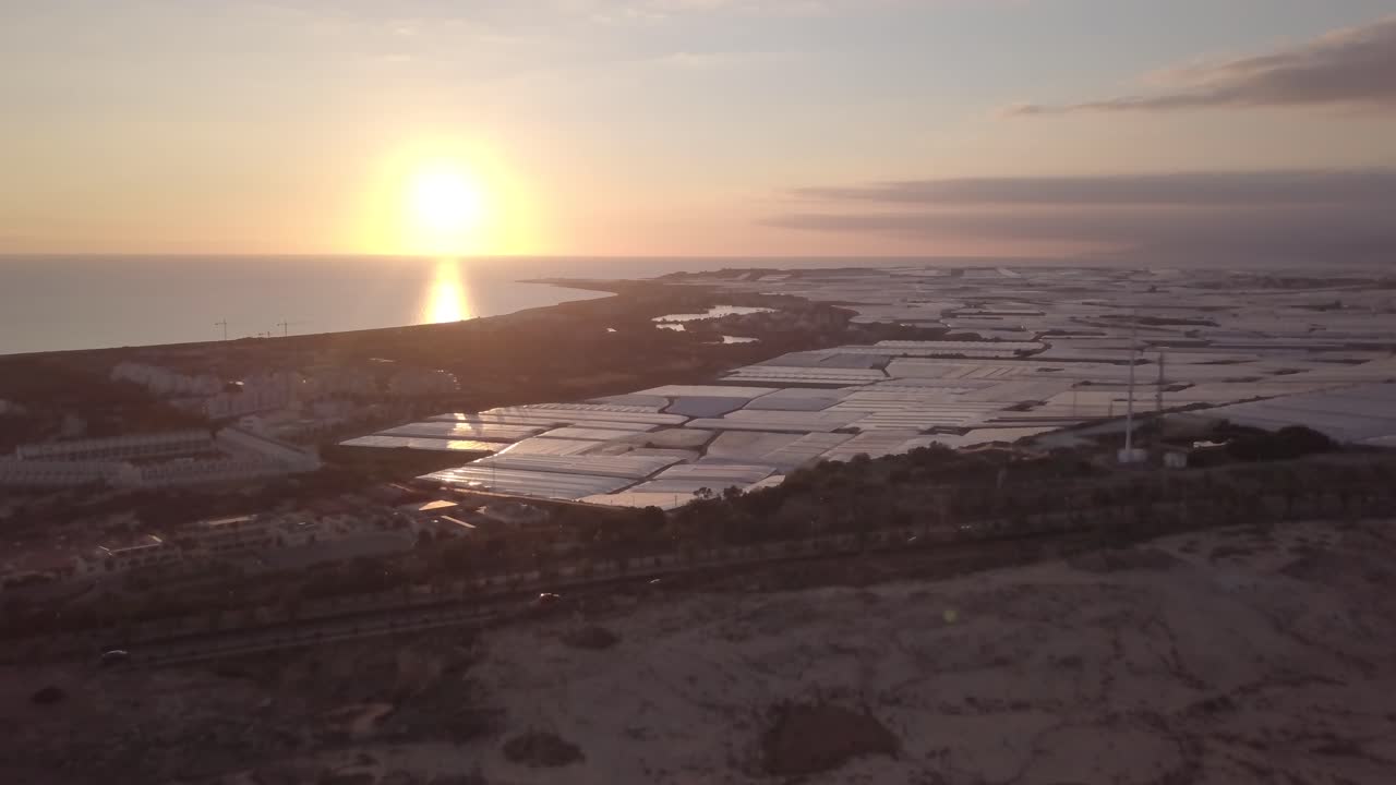 Coastal Greenhouse Farms at Sunset