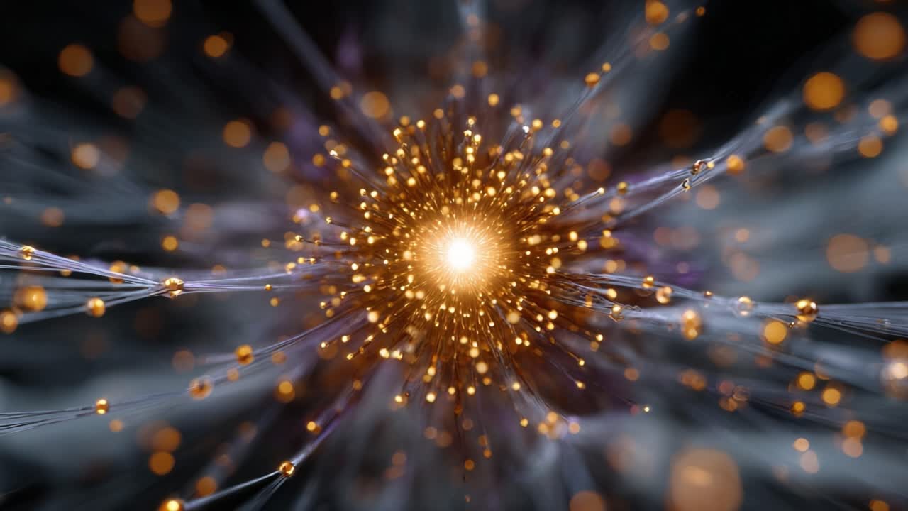 Stunning Visual of a Radiant Energy Source Emanating Light and Particles, Creating an Enchanting Scene of Cosmic Attraction and Dynamic Movement in Space