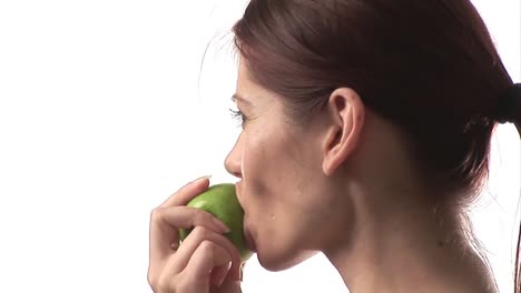 woman eating an apple