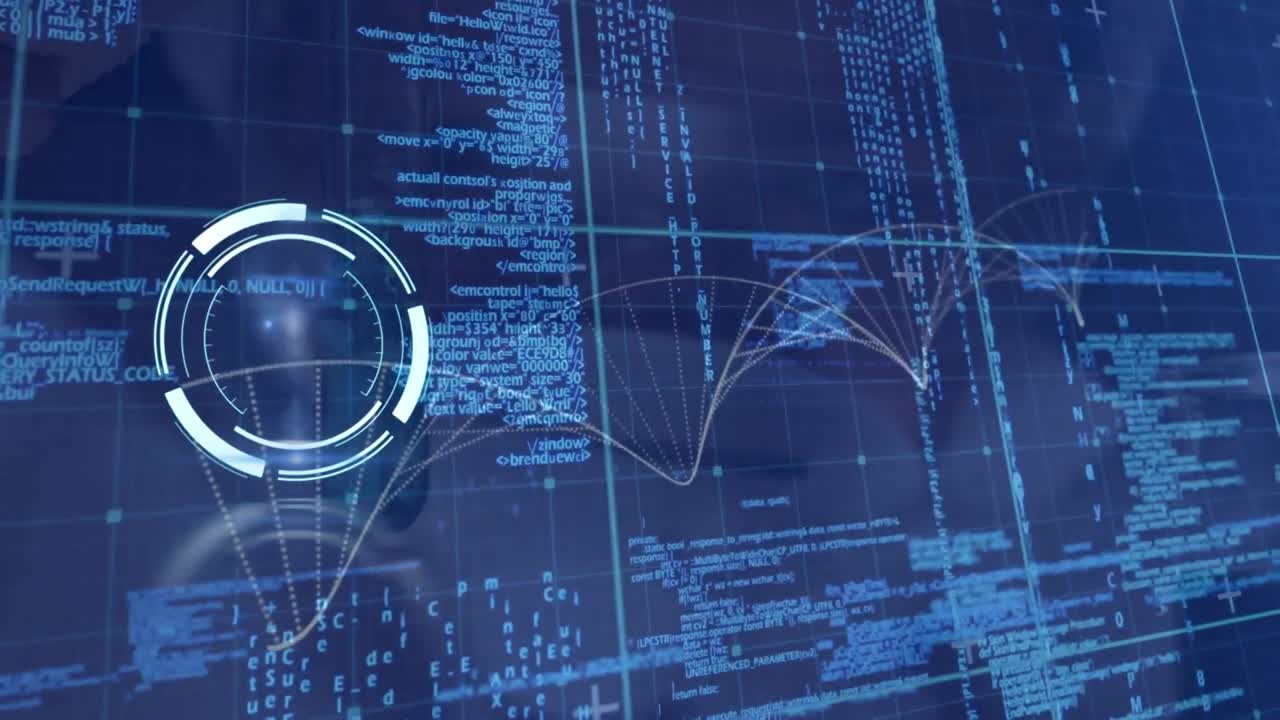 Animation of scanning and dna strand over data processing on grid