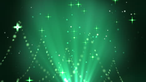 fly green sparkles in dark sky