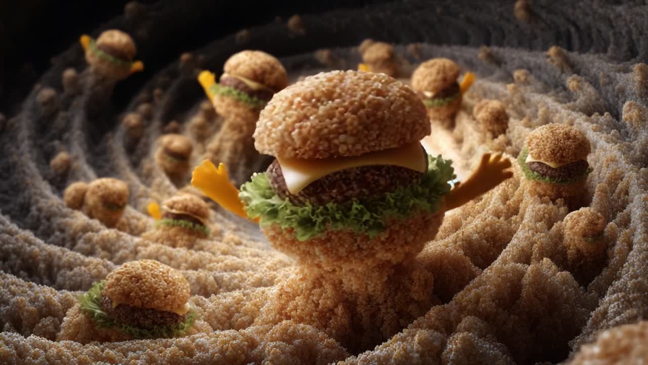 A Whimsical Journey Through a Cosmic Burger Wonderland: Exploring the Sweet and Savory Spices of Imagination in a Delightful Food Fantasy