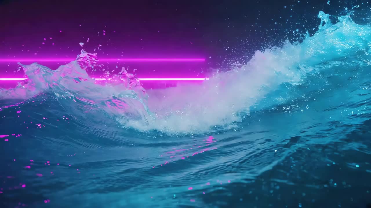 Ocean wave with neon lights