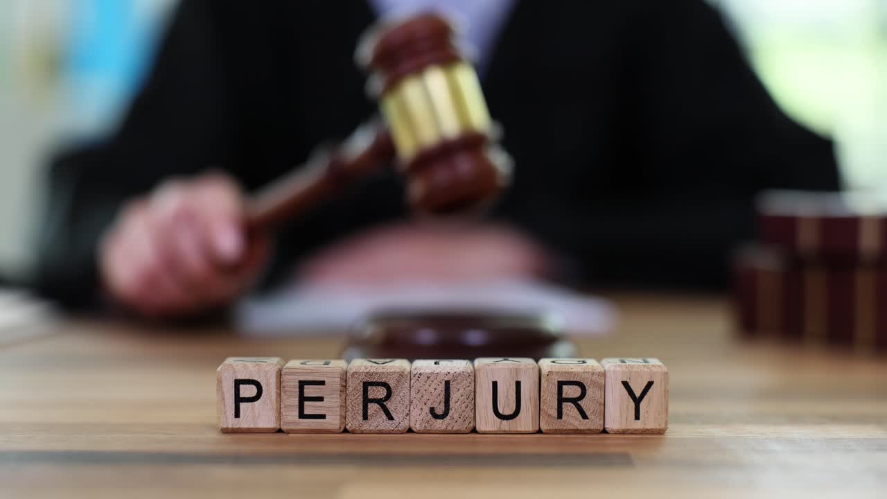 Perjury Concept with Gavel and Wooden Blocks
