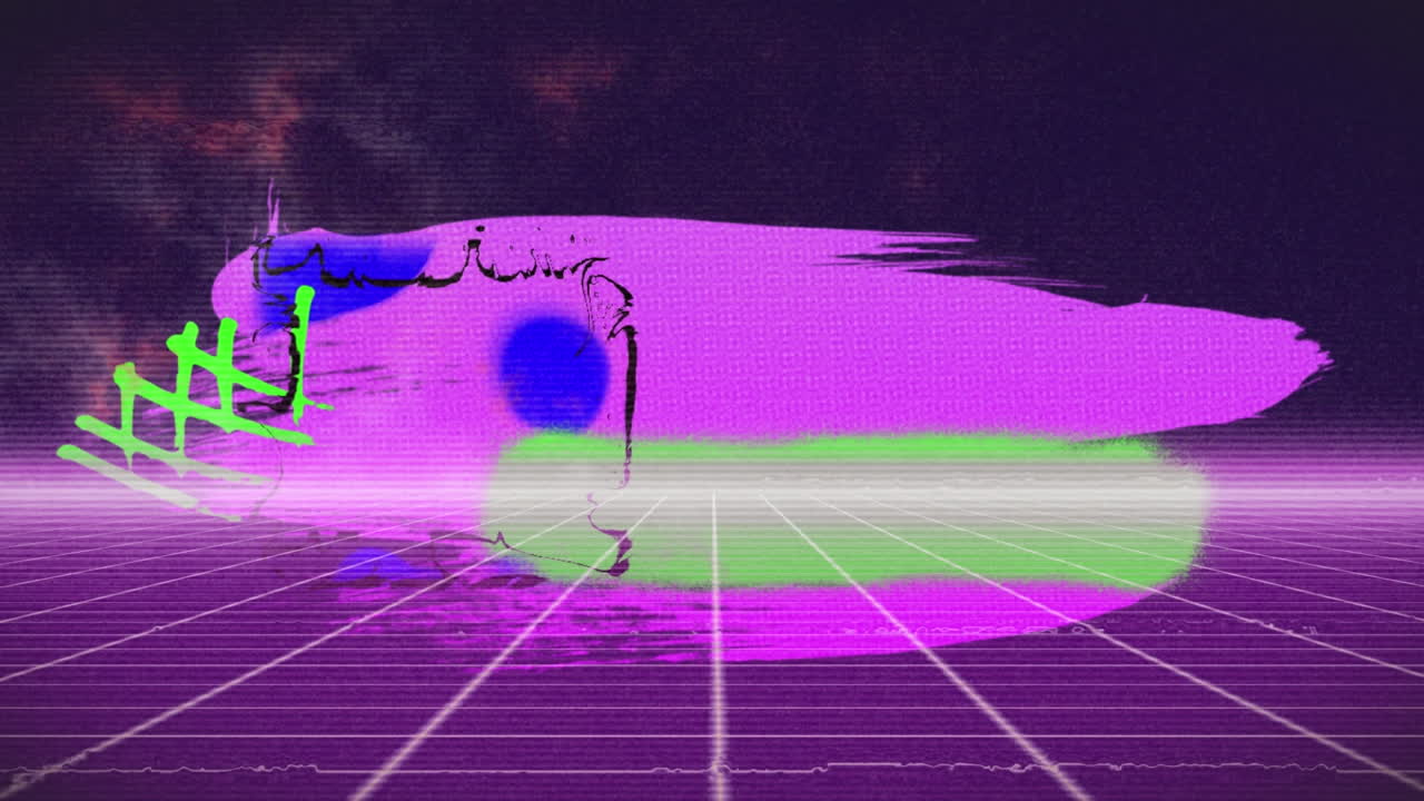 animación de formas coloridas en movimiento sobre la cuadrícula