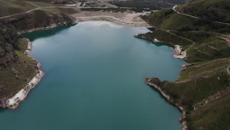 aerial view of a mountain lake