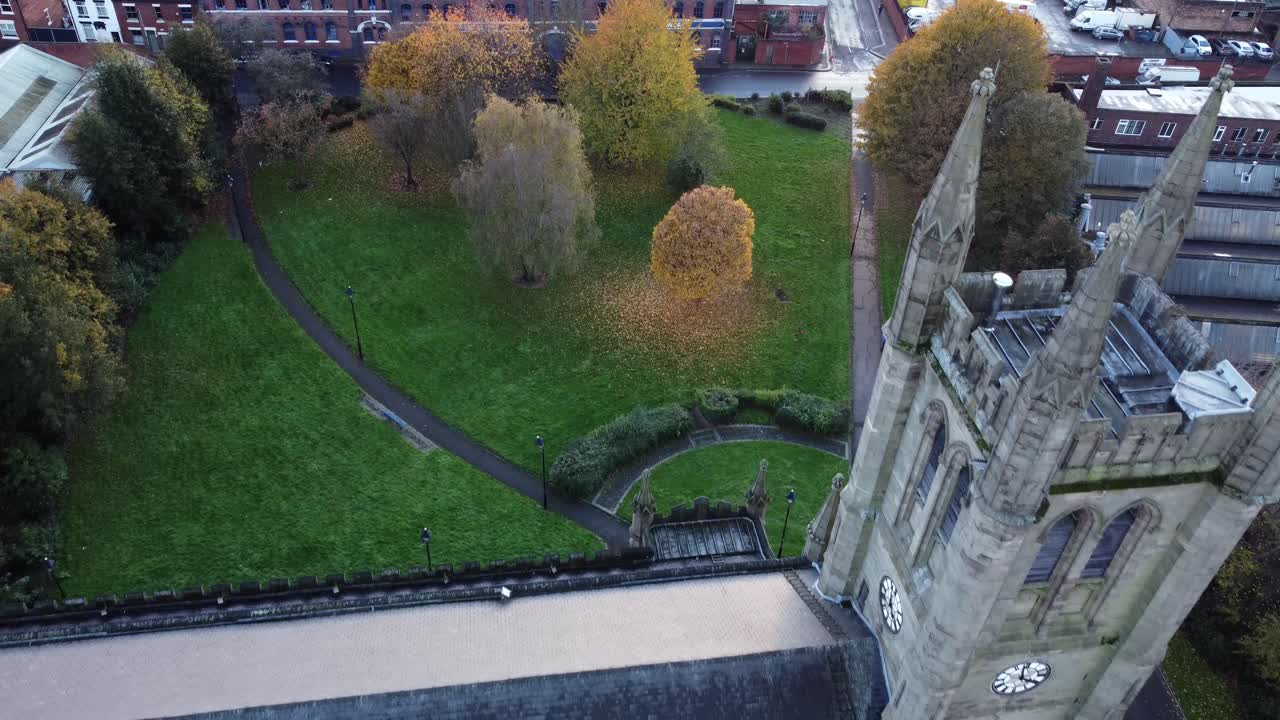 Aerial View of Church and Park