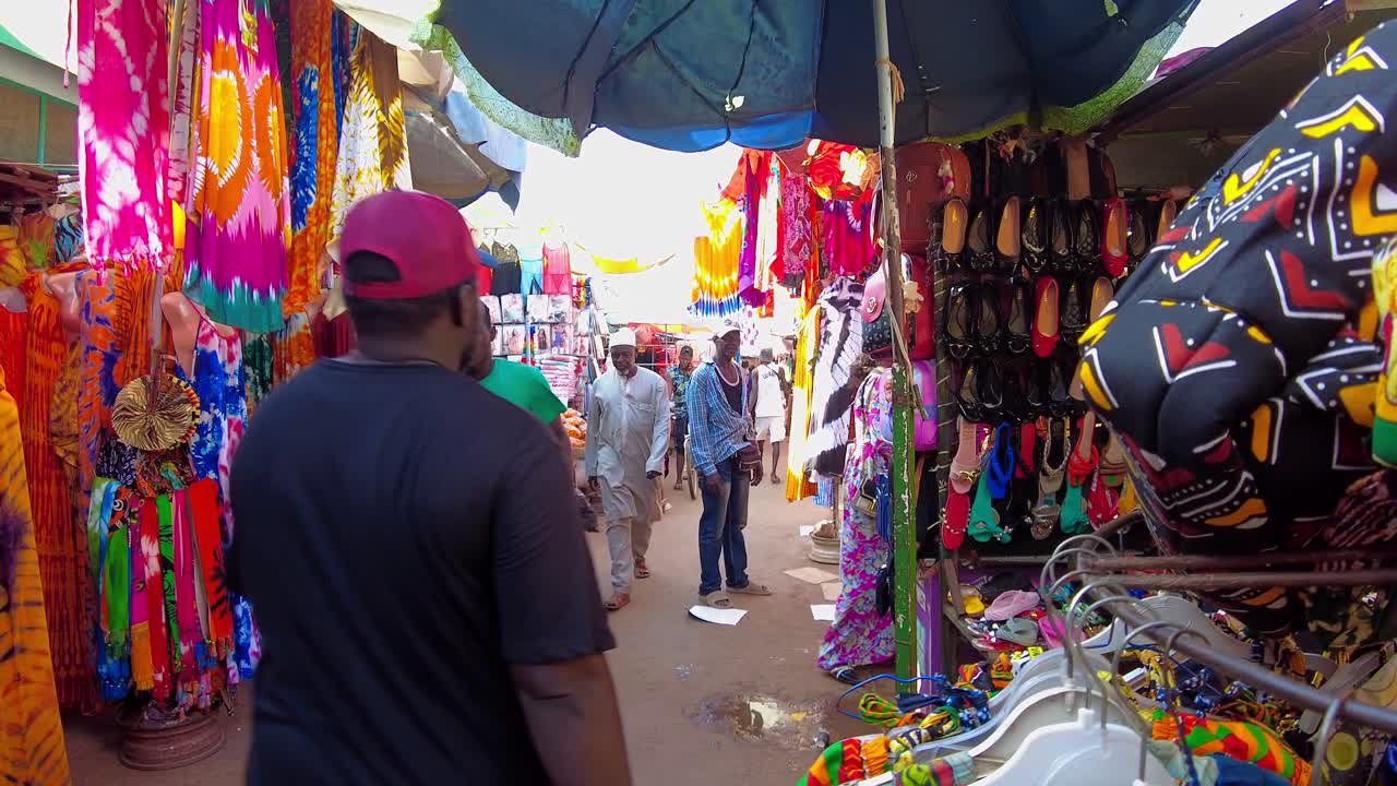 Vibrant Tie-Dye Clothing at an African Market