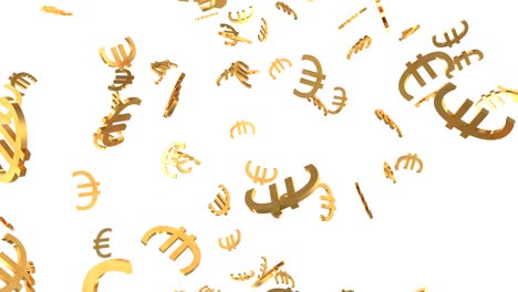 luminosos letreros dorados del euro cayendo a cámara lenta animación 3d - animación de fondo de movimiento de bucle sin costuras de 4k