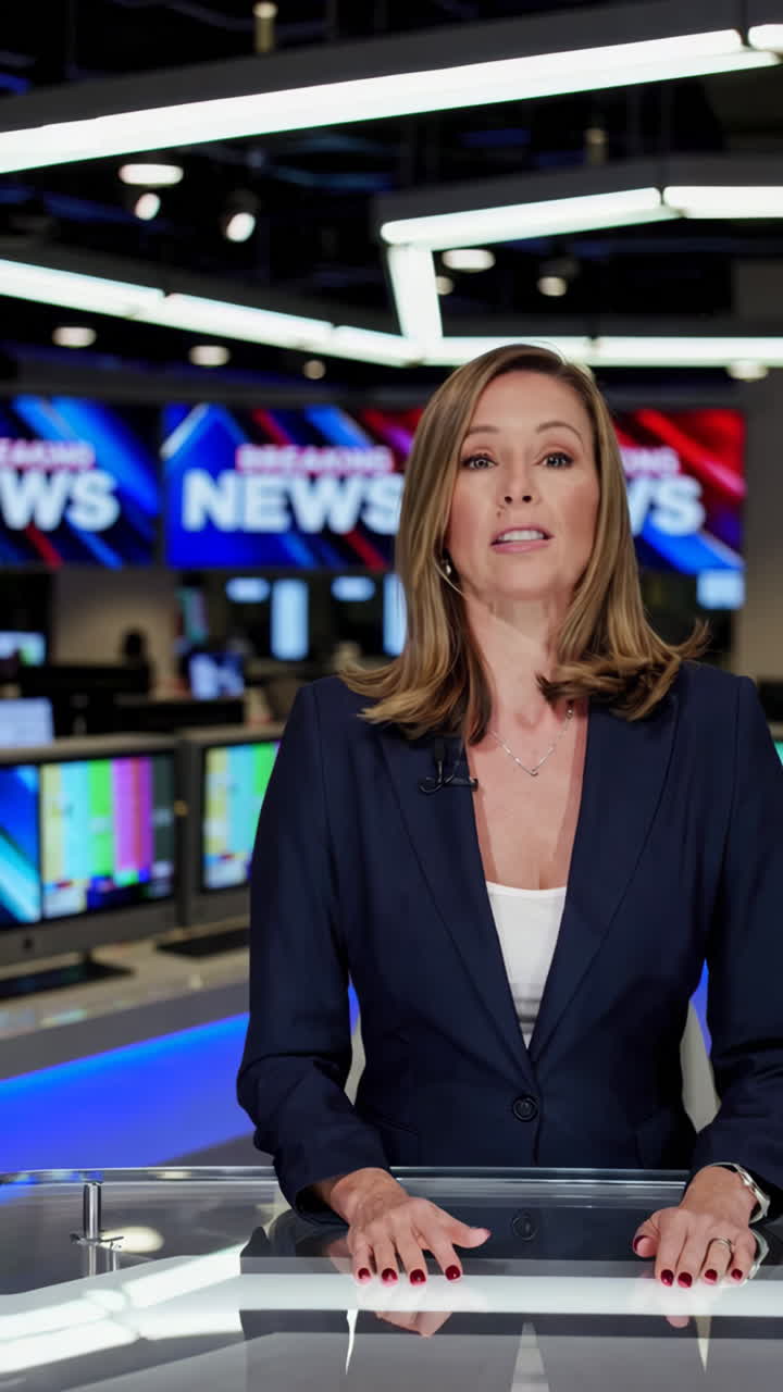 News Anchor in a Broadcast Studio