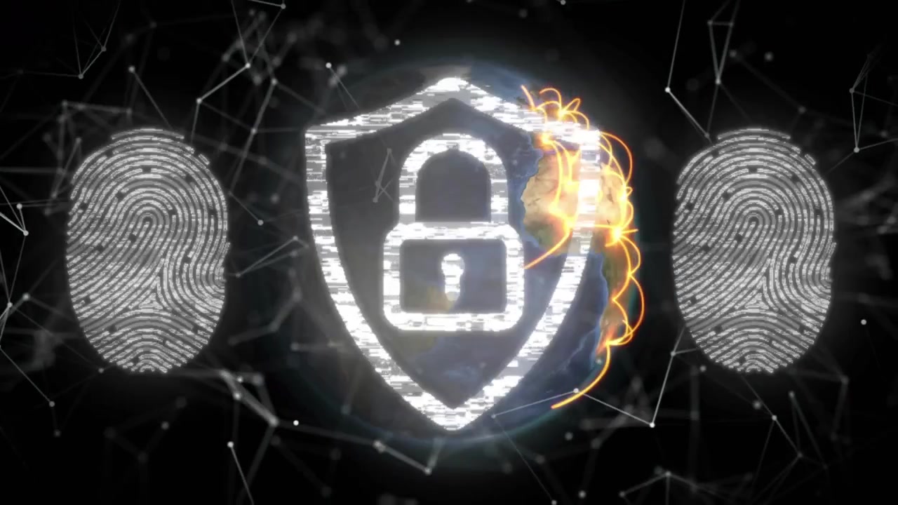 Digital Cybersecurity Concept with Earth Globe and Biometric Data