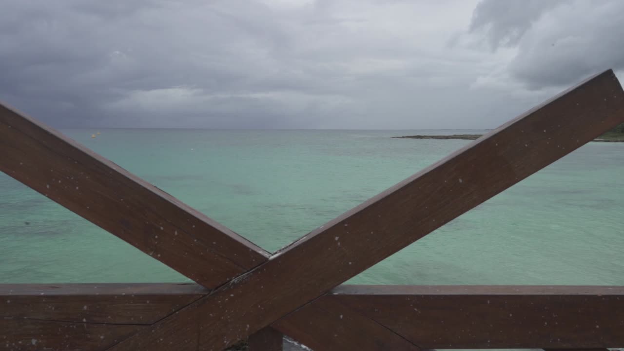 fence  overlooking tropical ocean