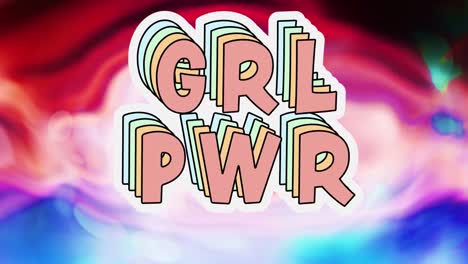 animation of grl pwr over colorful background