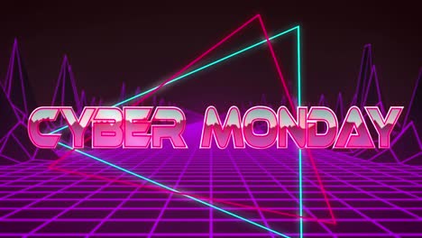 Animation-of-cyber-monday-text-over-shapes