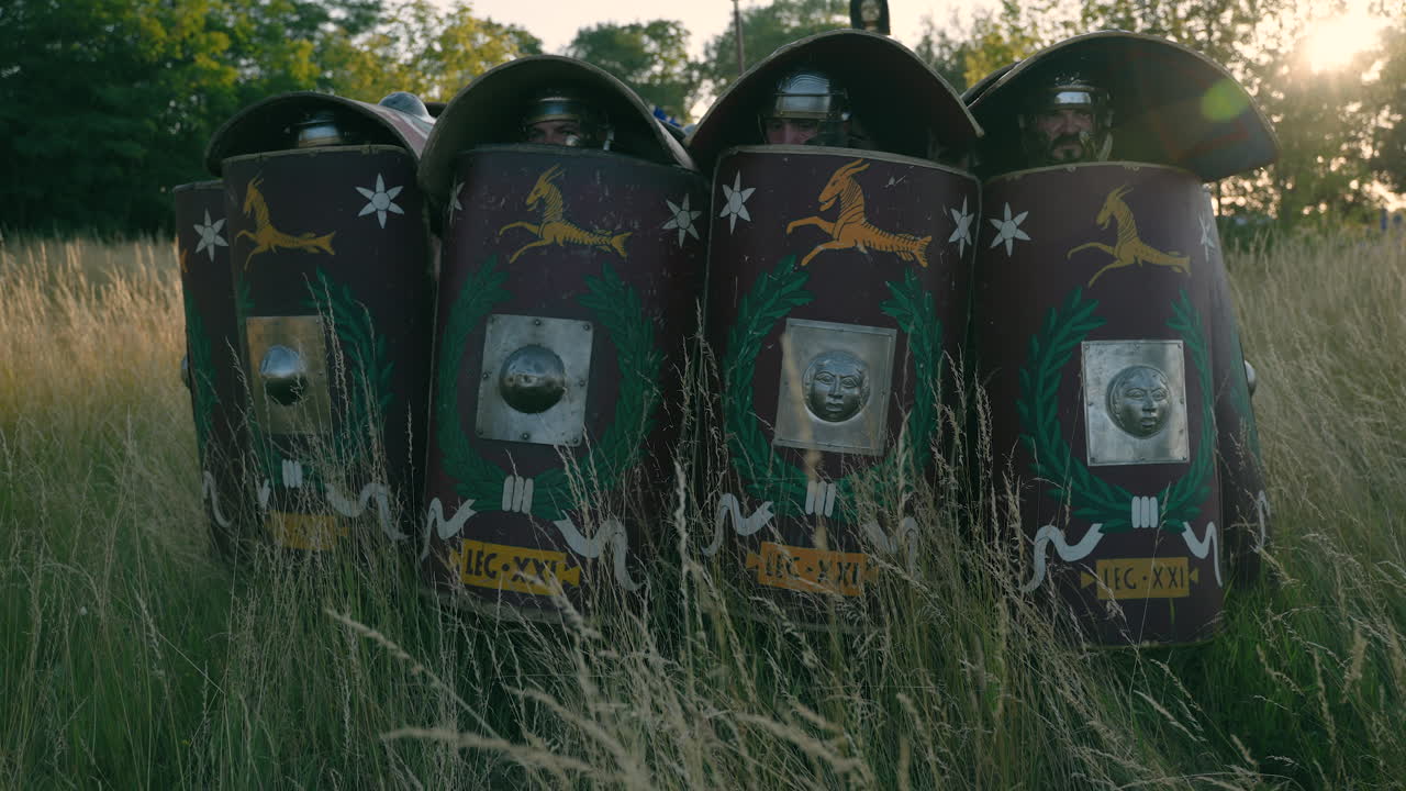 Roman Soldiers in Shield Wall Formation