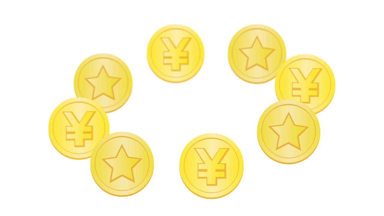 회전하는 일본 엔 동전.