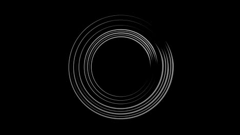 graphic object in black and white with stroboscopic and hypnotic effect, which rotates clockwise decreasing the size from full screen to disappearing in the center, in 16: 9 video format