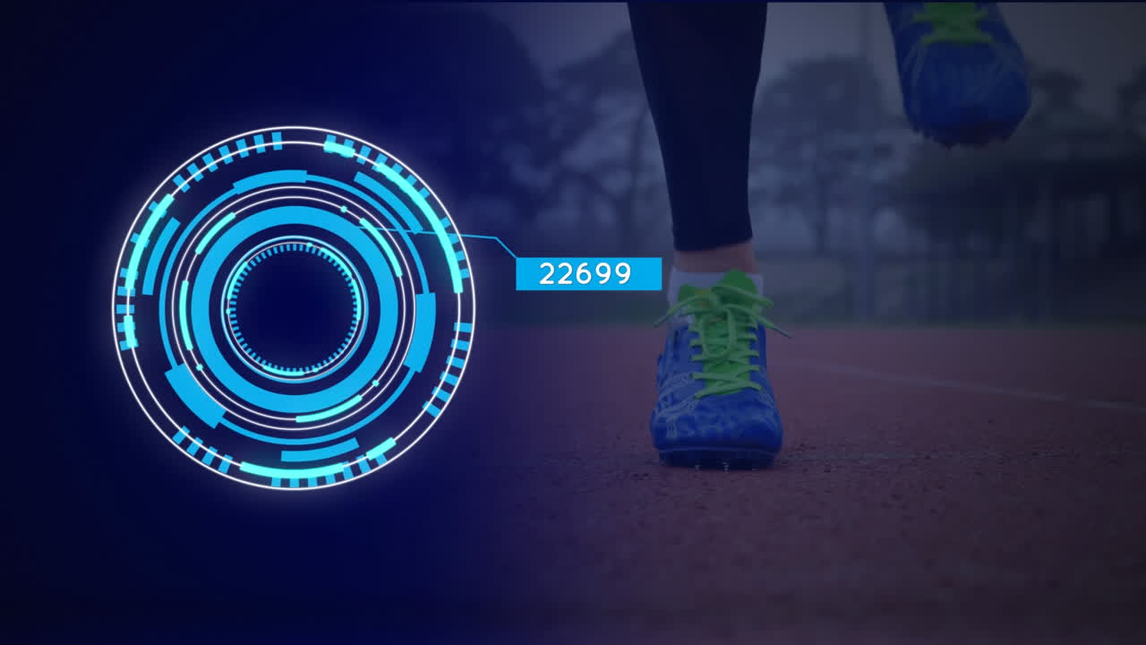Animation of person jumping with scope scanning and data processing
