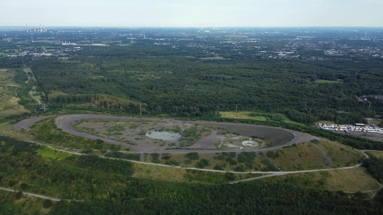 Aerial View of Landscape with Forest and Mine