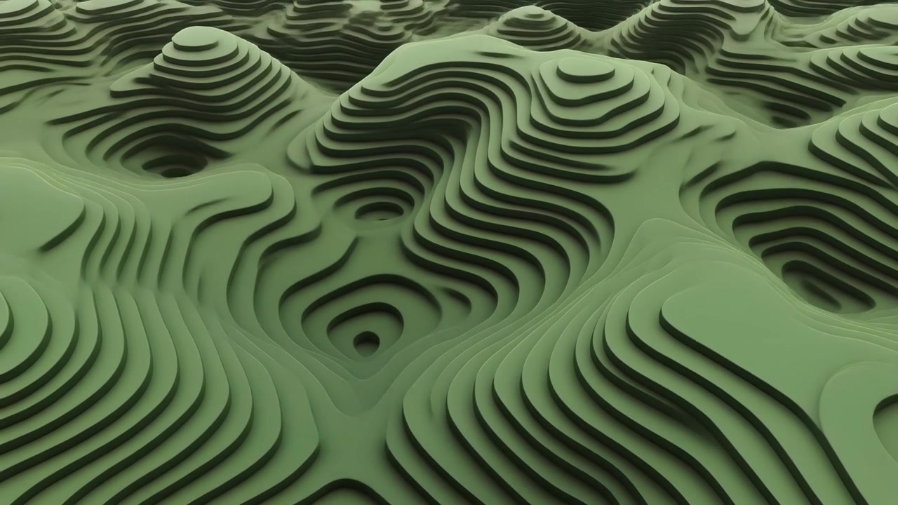 Abstract 3D Green Topographic Map Animation