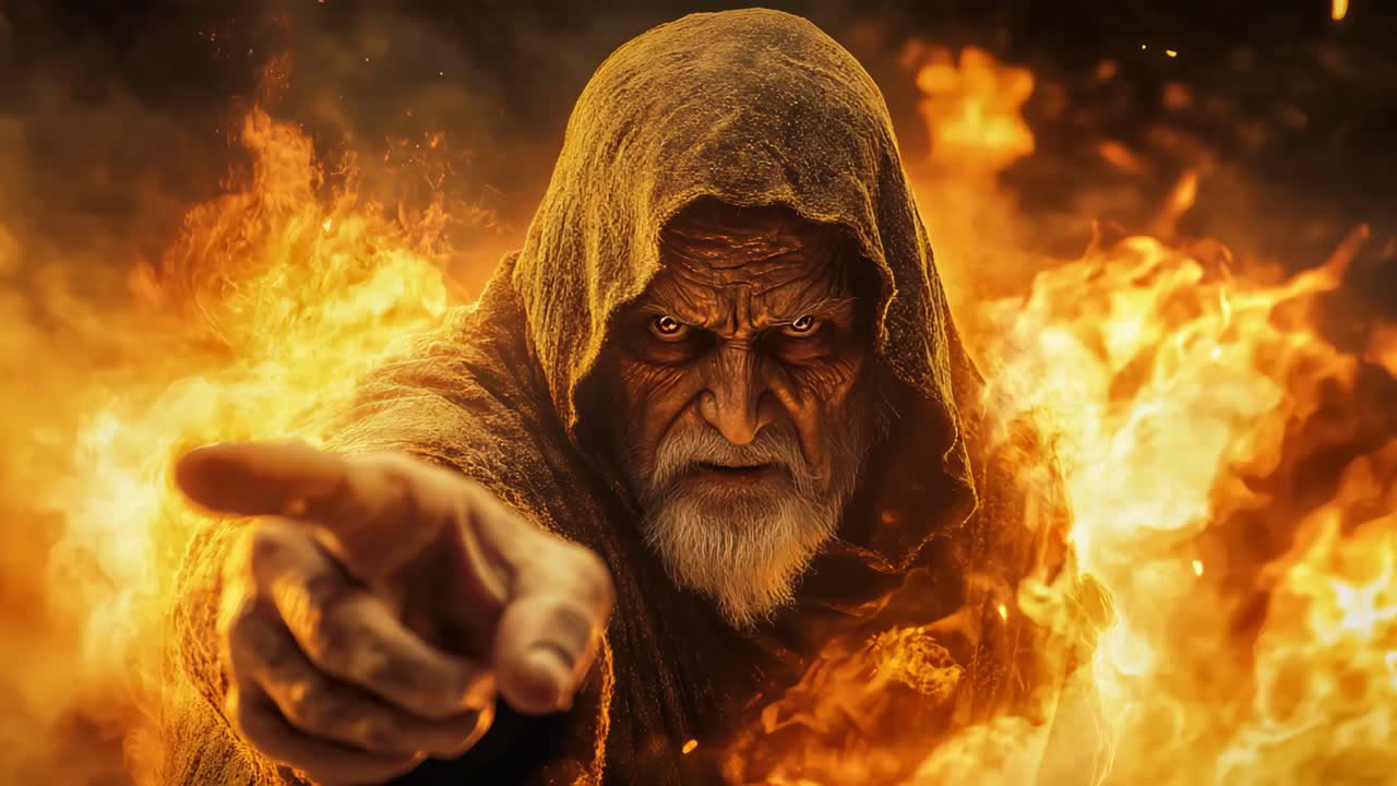 Ancient Wizard in Flames