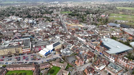 Panning-drone-aerial-high-angle-Sevenoaks-town-Kent-UK