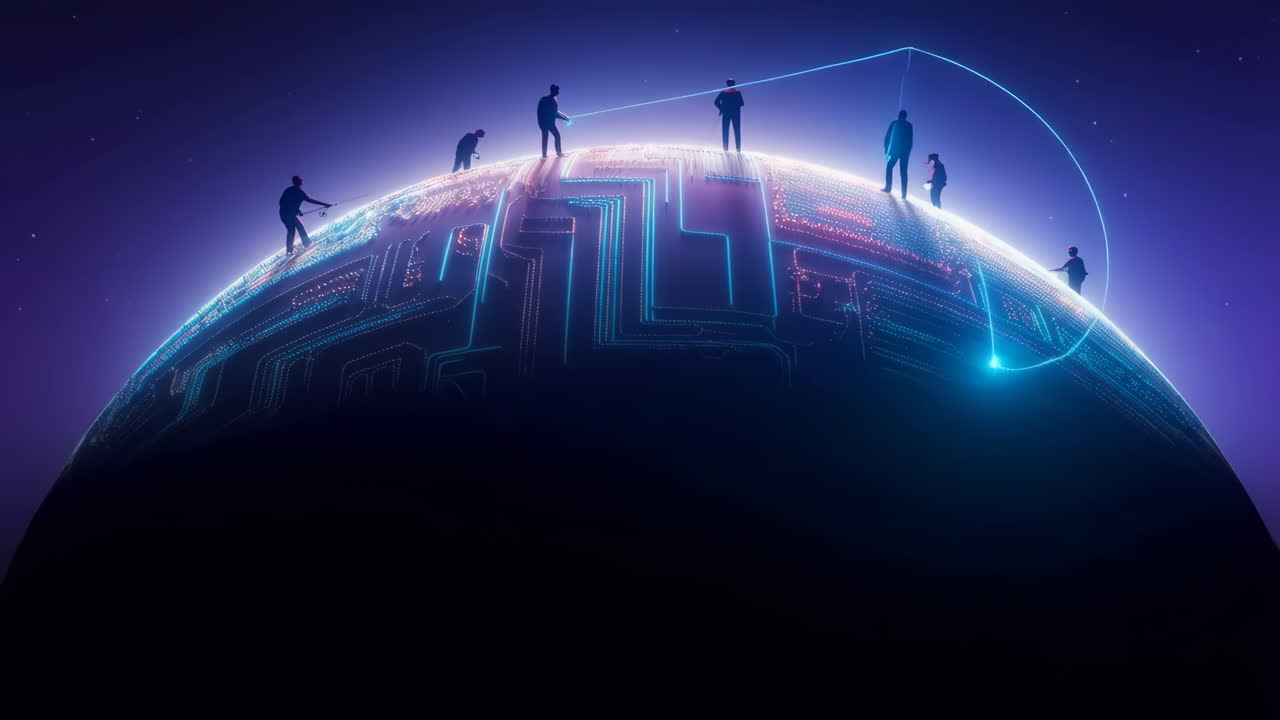 People connecting on a digital global network