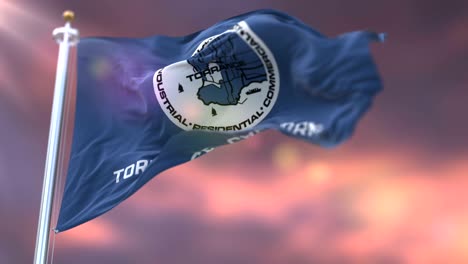 flag of torrance at sunset, city of california, united states of america - loop