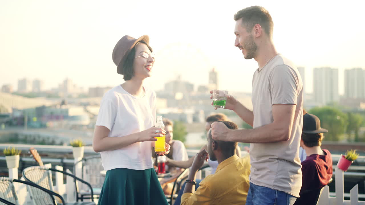 Friends Enjoying a Rooftop Party