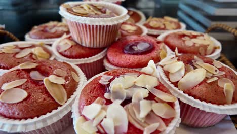 pink almond cherry cupcakes