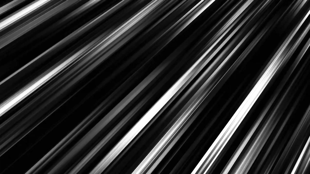 Linee di velocità diagonali in stile anime in bianco e nero che si muovono a sinistra su sfondo nero, loop continuo