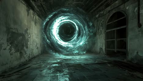 mysterious portal in a run-down building