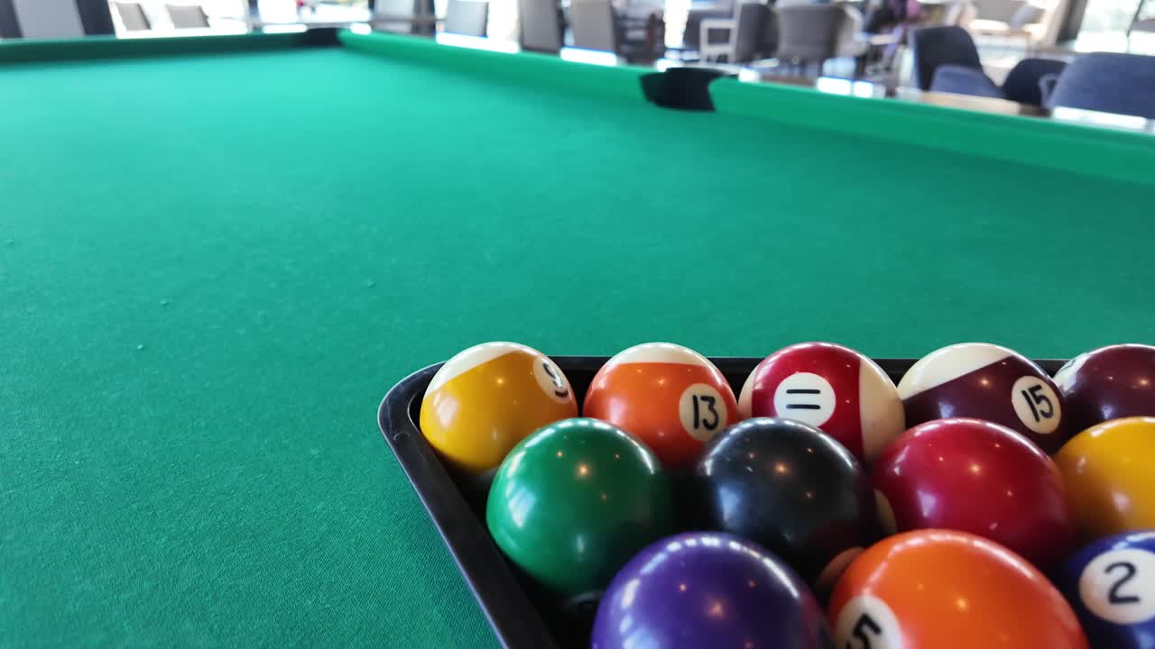 Pool Table with Billiard Balls Ready to Play