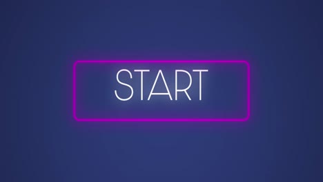 animation of start text over neon purple banner against blue background