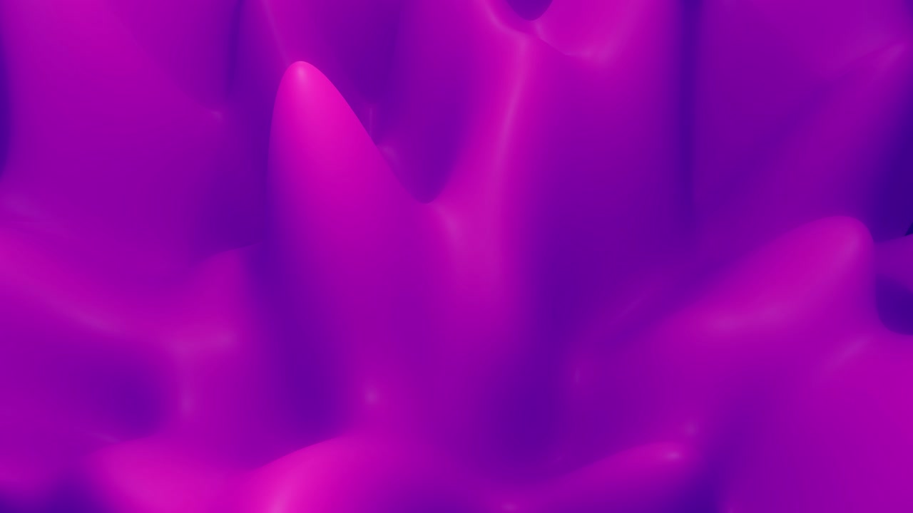 fantástico paisaje cambiante. 4k abstracto en bucle fantástico fondo, gradiente líquido de pintura con brillo interno forma colinas o picos que cambian suavemente en el ciclo. púrpura