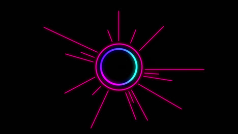 animation eines neonkreises über schwarzem raum