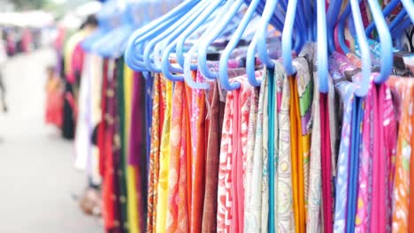 close up of many women cloths display for sale