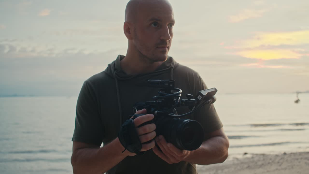 Cinematographer at the Beach Sunset