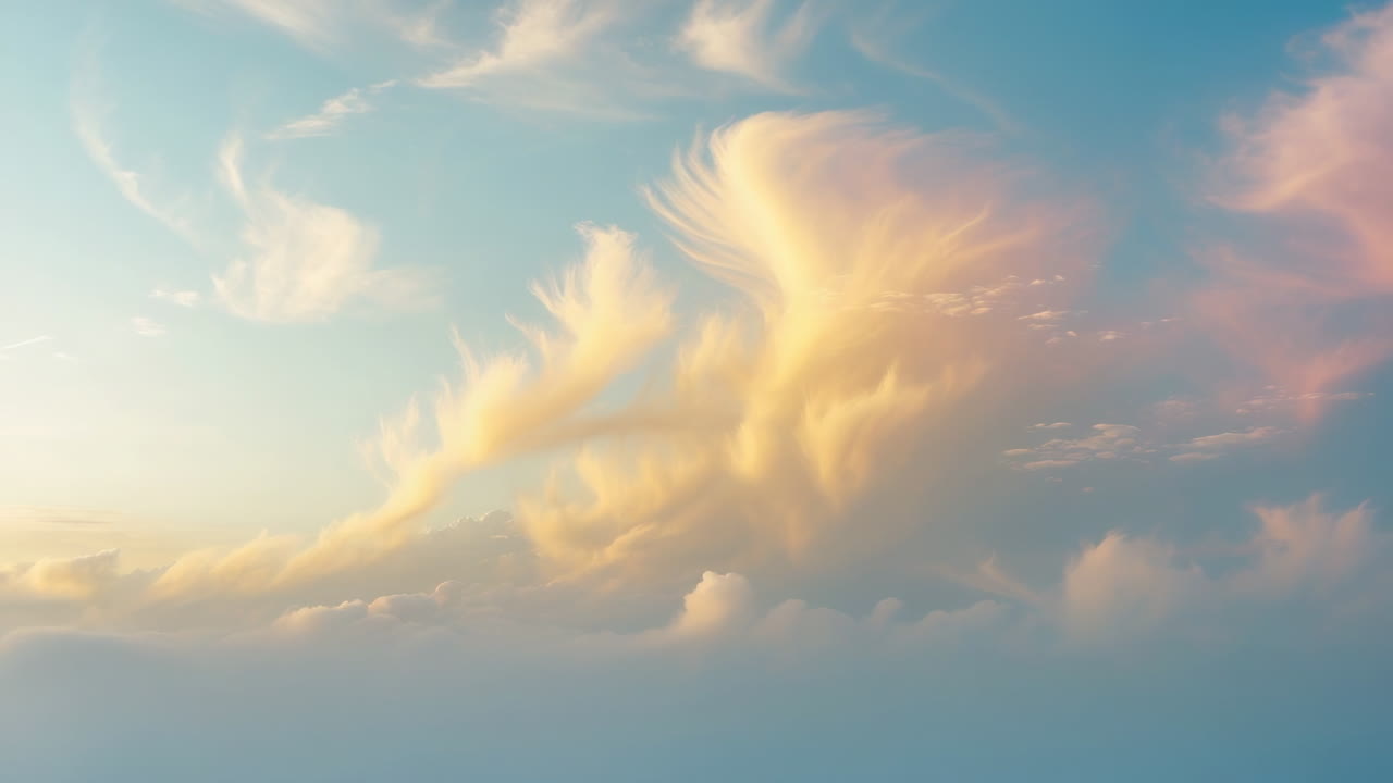 Golden Clouds at Sunset or Sunrise