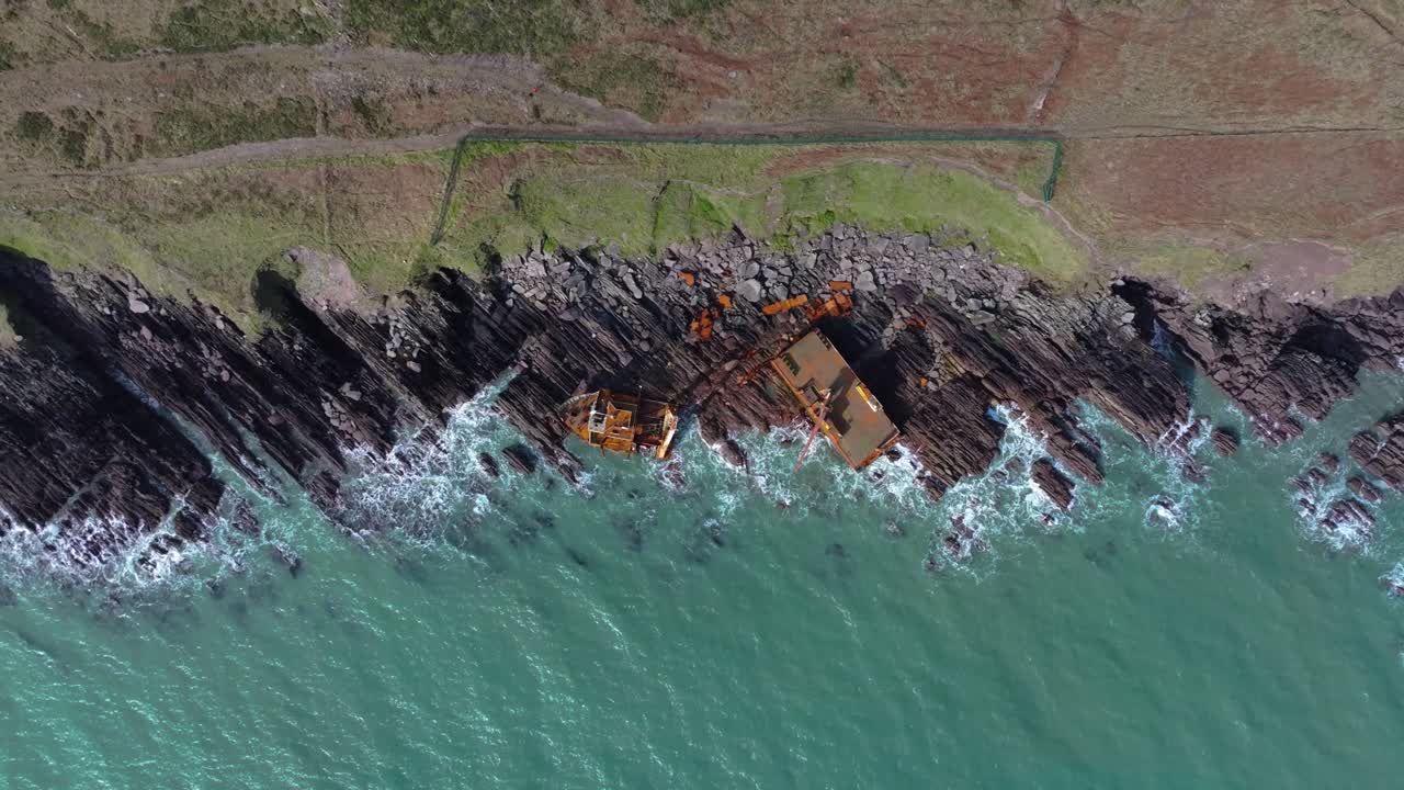 4K Cinematic drone footage of the mysterious Ghost Ship MV Alta stranded along the Cork coastline. Co.Cork - Ireland_22