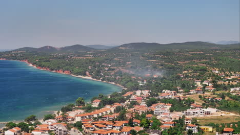 aerial view of a coastal town in greece