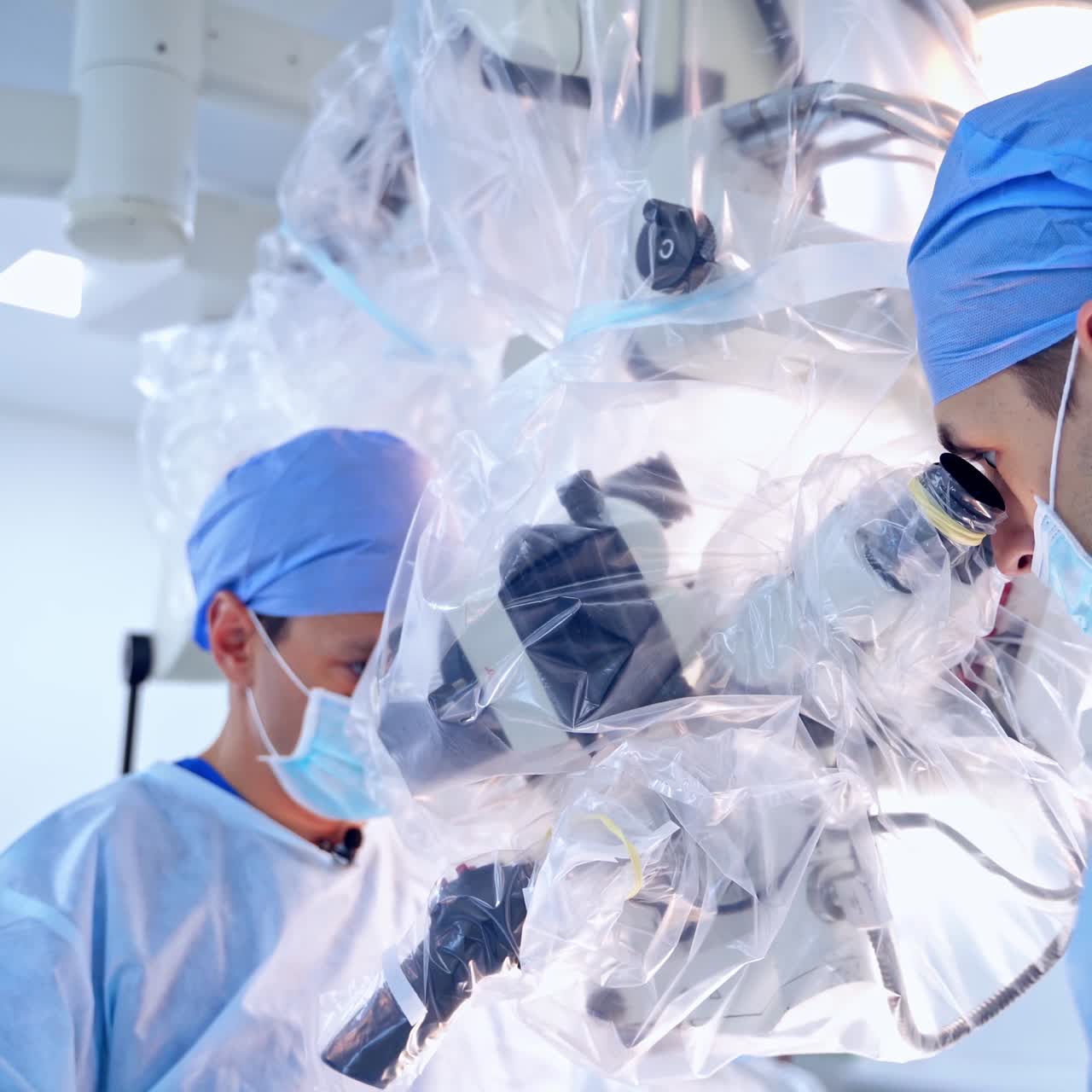 Surgery on patient in hospital room