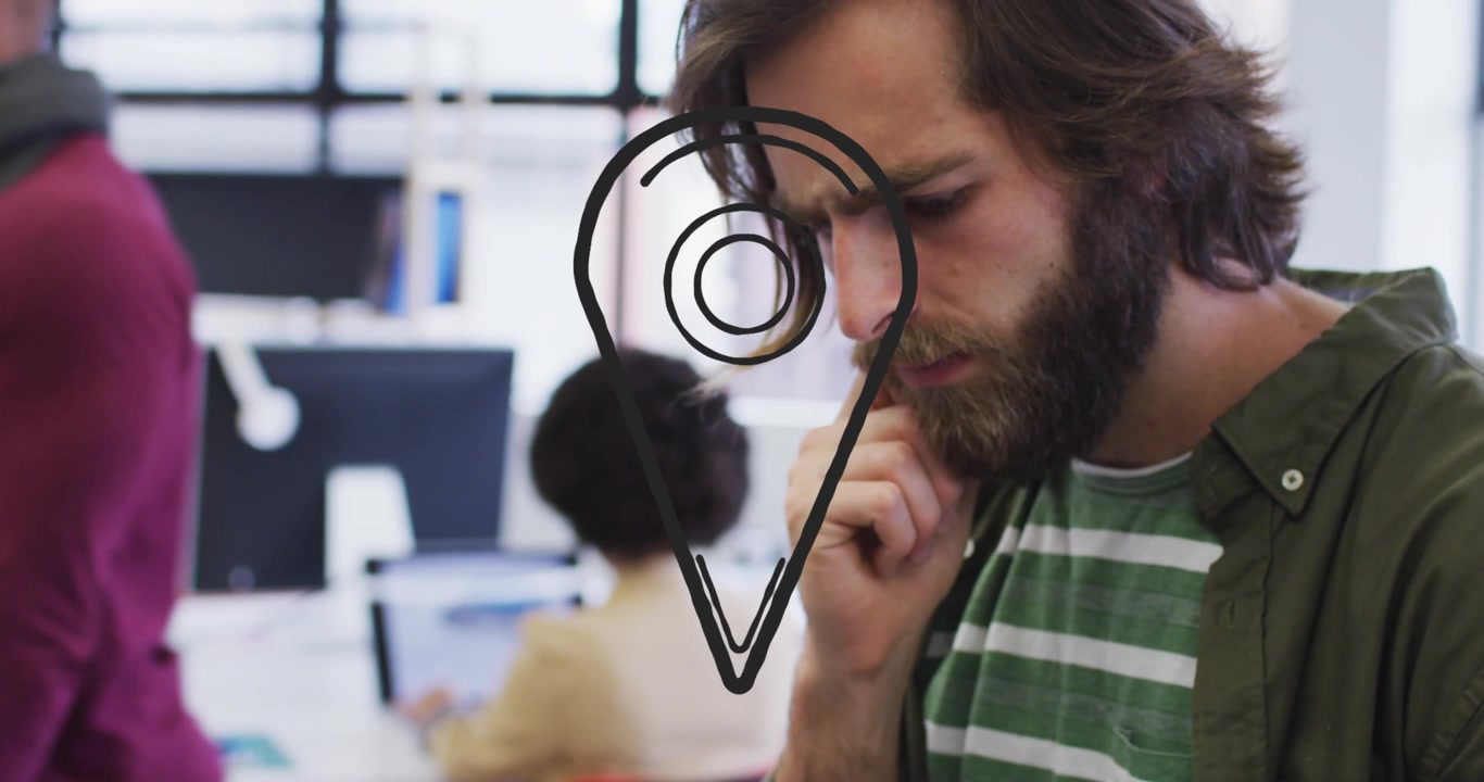 Animation af et tag over forskellige forretningsfolk på kontor.