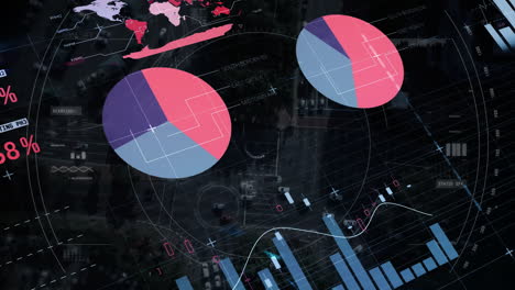 Animation-of-financial-data-processing-over-grid-and-dark-background