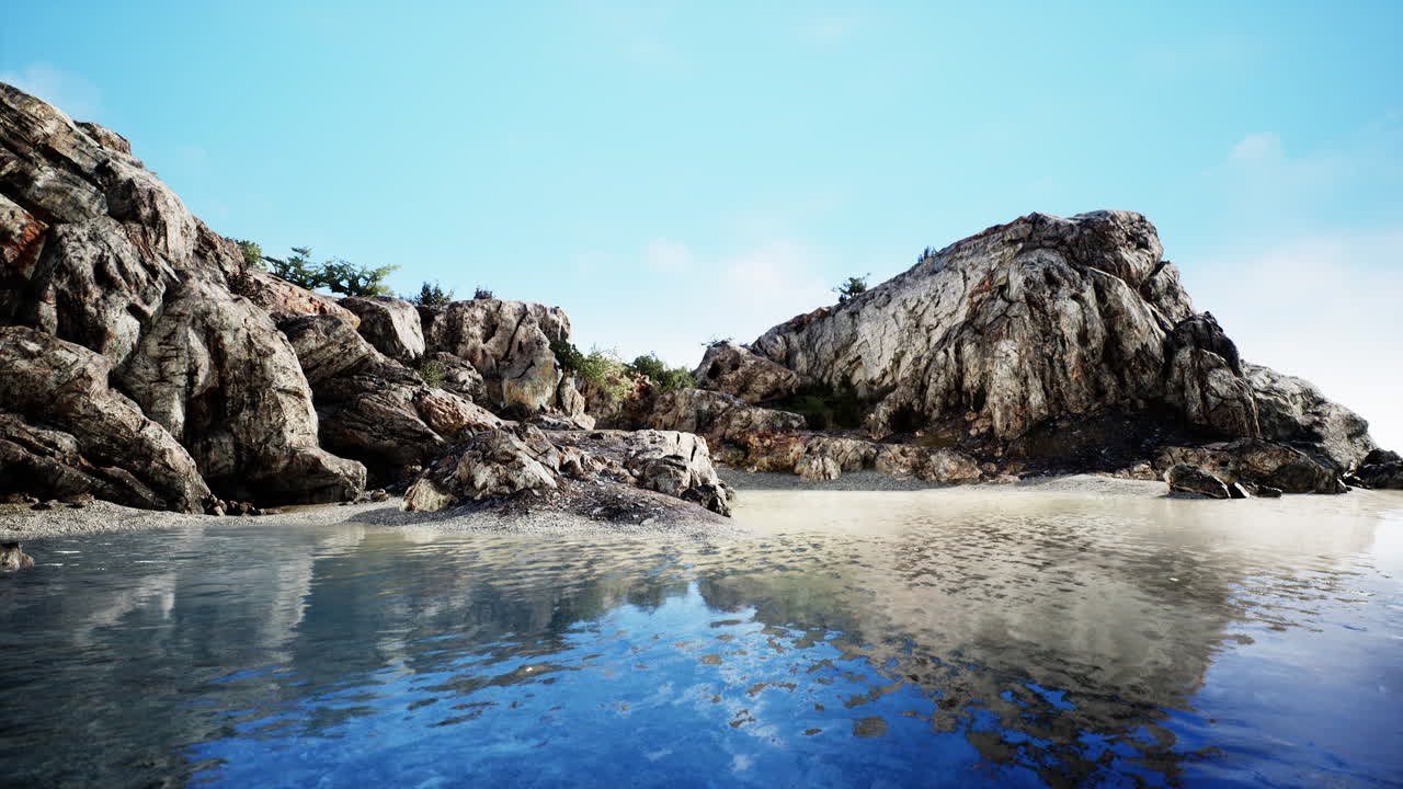 바다 동굴 과 바위 절벽 의 여름 풍경