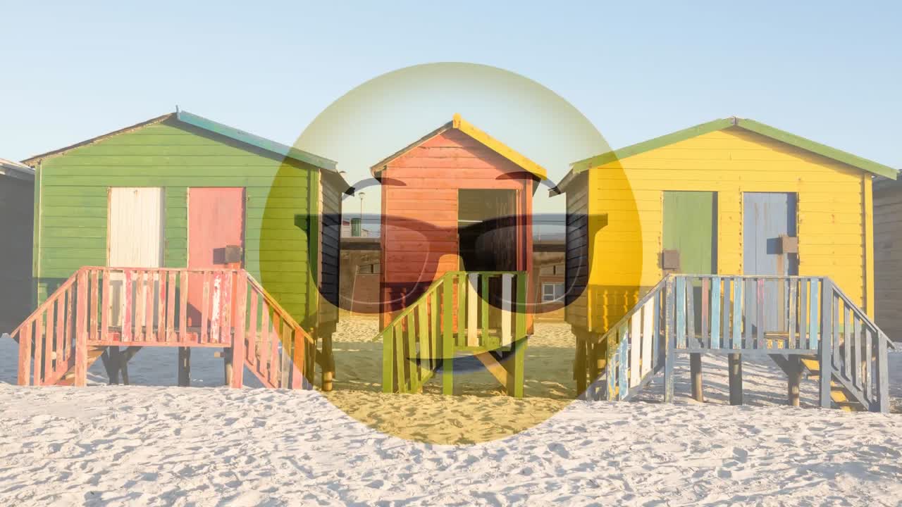 선글라스 스마일리와 해변